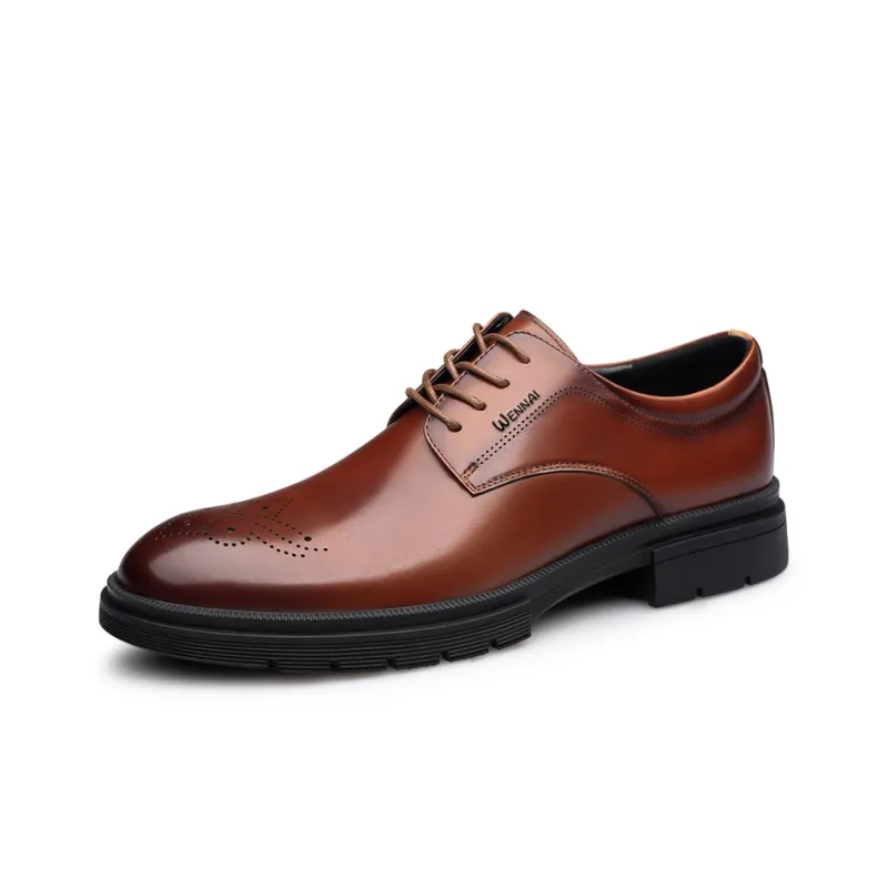 Wen Nai Dress Shoes Men Low Top Brown-1