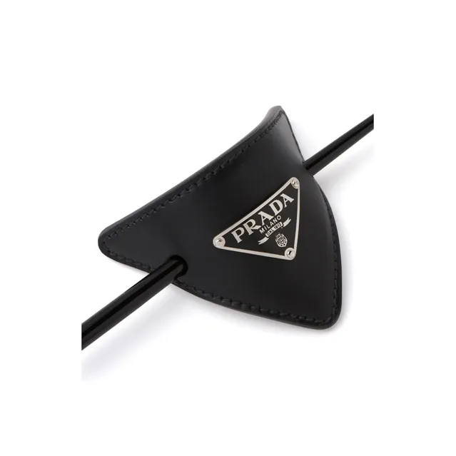 PRADA Leather Hair Clips Women's Black-1