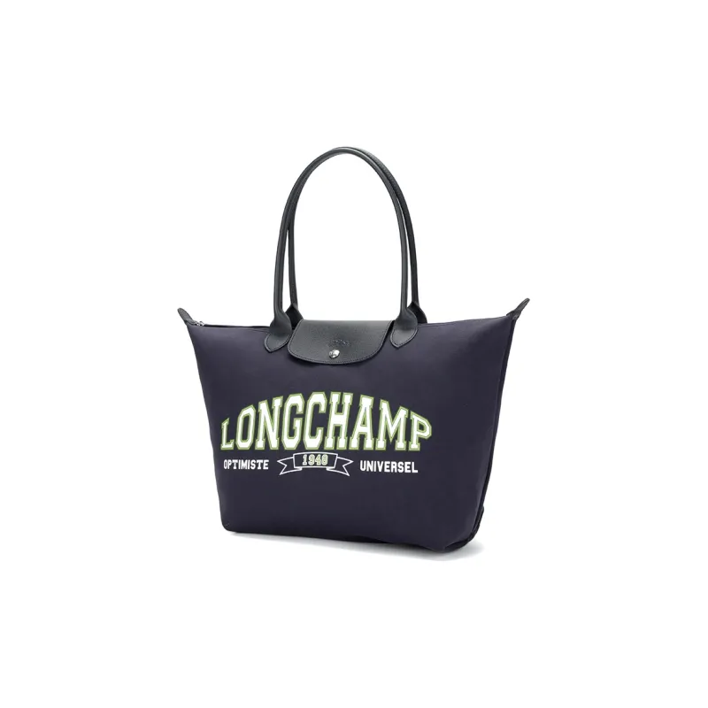 LONGCHAMP Cotton Jersey Tote Bag, Shopping Bag, Handbag, Shoulder Bag Women's Marine Blue-1