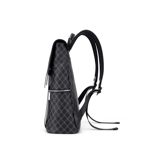 MashaLanti PVC And Synthetic Leather Backpack Regular Men's Gray & Black-3