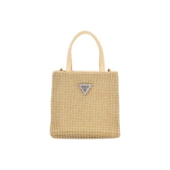 GUESS Faux Leather Tote Bag Shopping Bag Shoulder Bag Crossbody Bag Handbag Women's Gold
