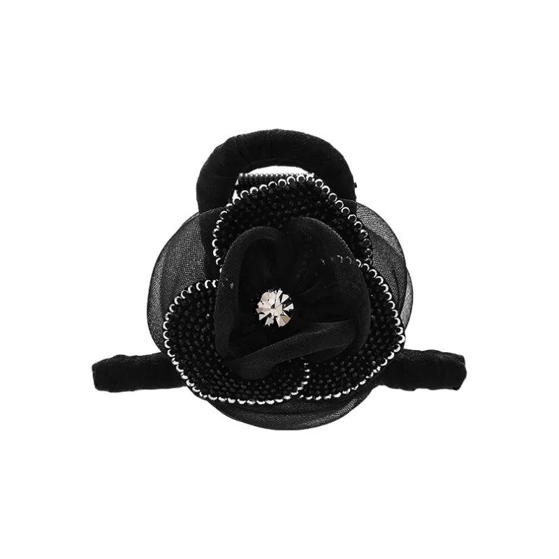 ROYALSASA Silk Chiffon Faux Crystal Hair Clips Women's-2