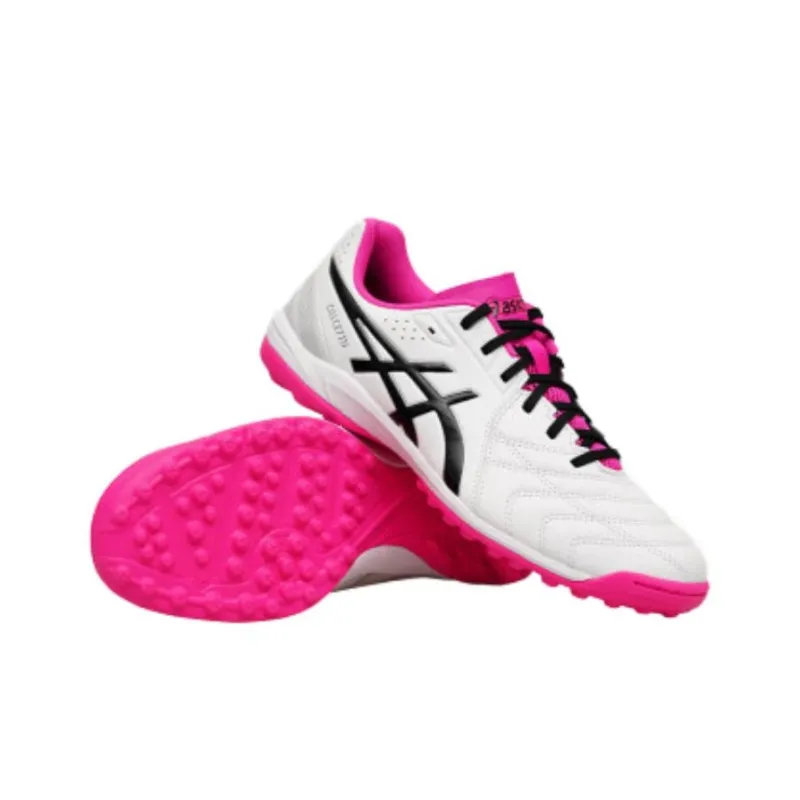 Asics Calcetto Soccer Shoes Men Low Top White/Pink-3