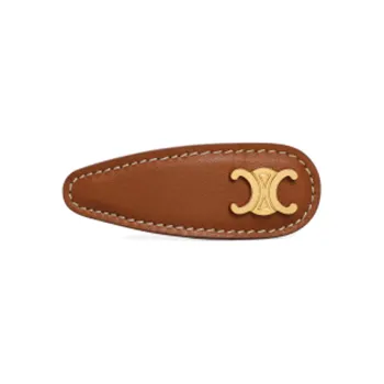 CELINE Triomphe Snap Hair Clip In Calfskin Brass With Gold Finish And Steel
