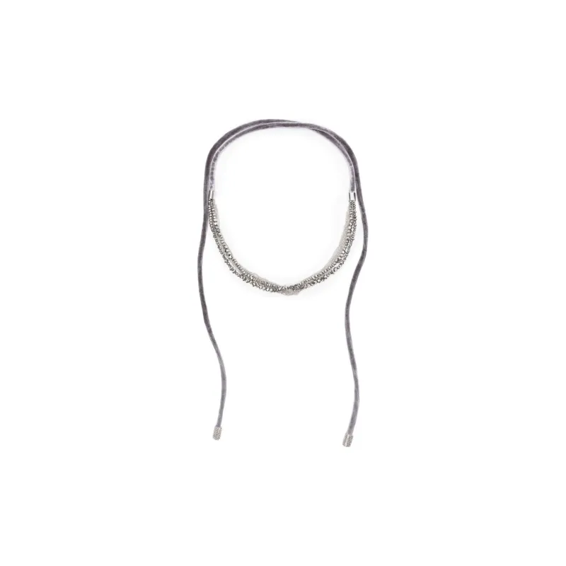 PESERICO Crystal-detail Velvet Hairband-0