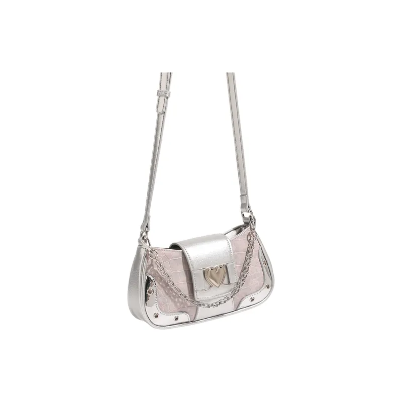 NOMK PU Shoulder Bag Crossbody Bag Women's White/Black/Blue/Silver-13