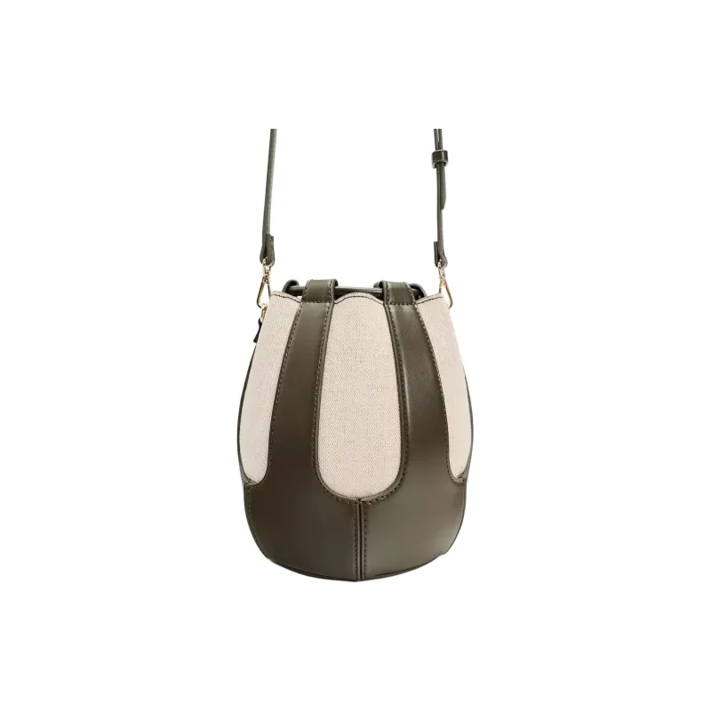 ZARA Cotton & Yellow Linen & Polyurethane Bucket Bags Crossbody Bag Shoulder Bag Women's Green-3