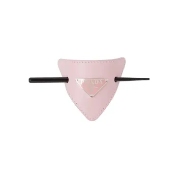 PRADA Leather Hair Clips Women's Pink