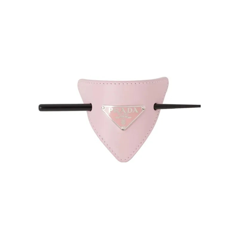 PRADA Leather Hair Clips Women's Pink-0