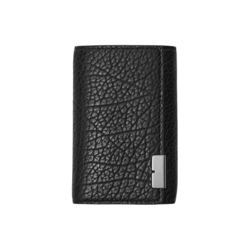 Burberry Grain Leather With Calfskin Key Pouch Unisex Black-0