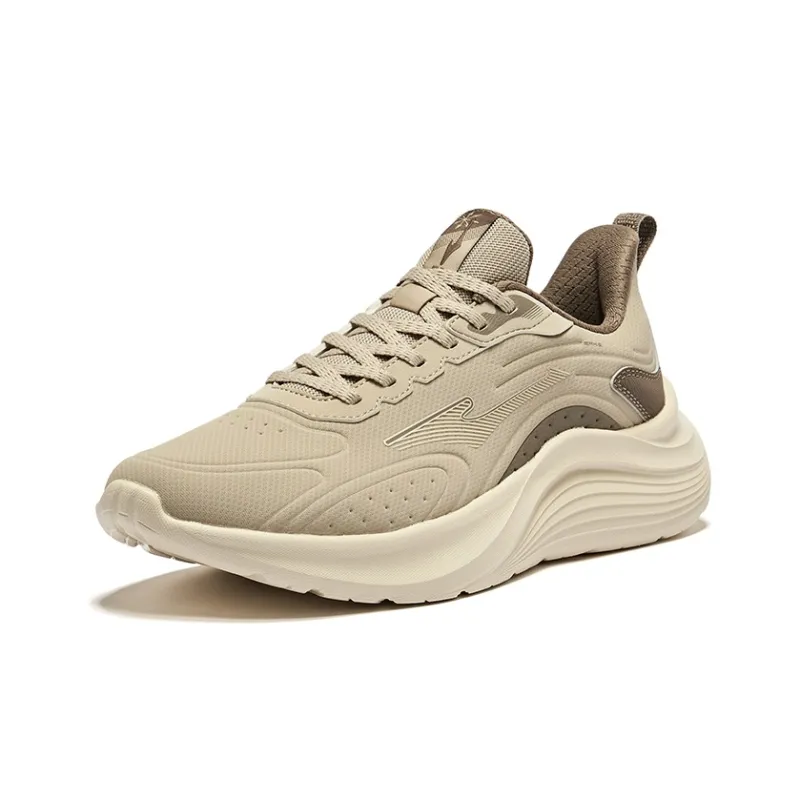 Erke Mountain Eagle Cushioning Breathable Low-Top Running Shoes Men's Light Linen Brown Stone-2