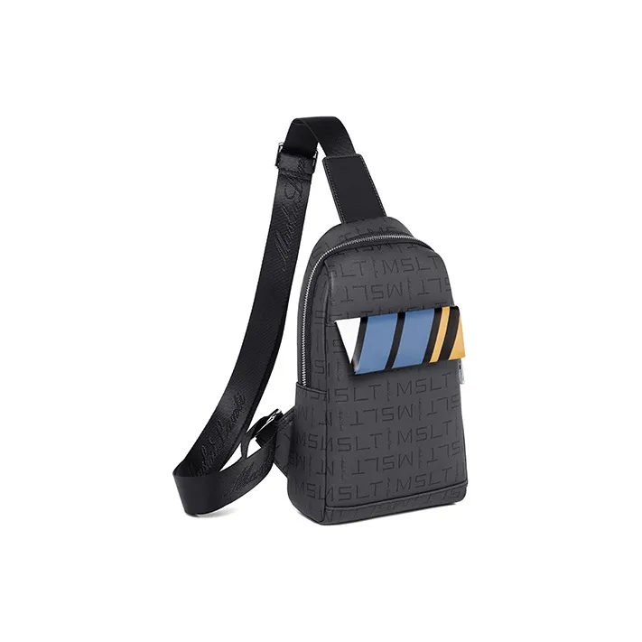 MashaLanti PVC With Microfiber Synthetic Leather Sling Bag Regular Men's Dark Gray-2