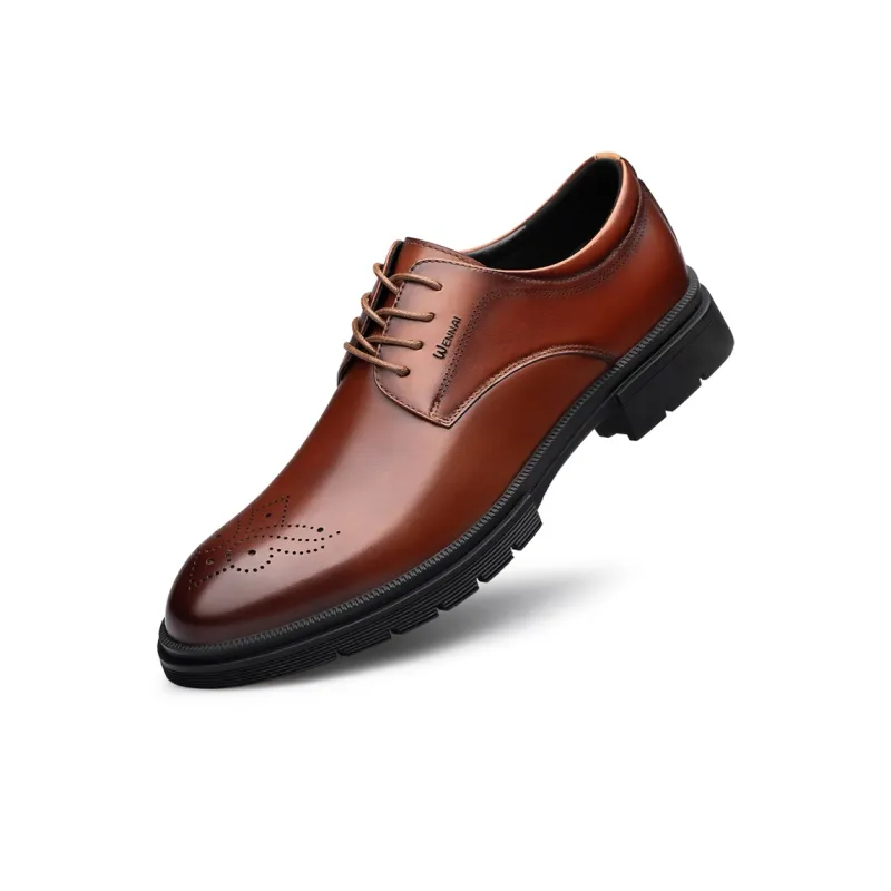 Wen Nai Dress Shoes Men Low Top Brown-2