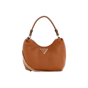 GUESS Faux Leather Hobo Bag, Portable Crossbody Bag, Shoulder Bag Mini Women's Brown