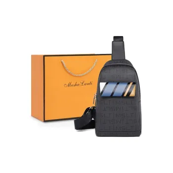 MashaLanti PVC With Microfiber Synthetic Leather Sling Bag Regular Men's Dark Gray