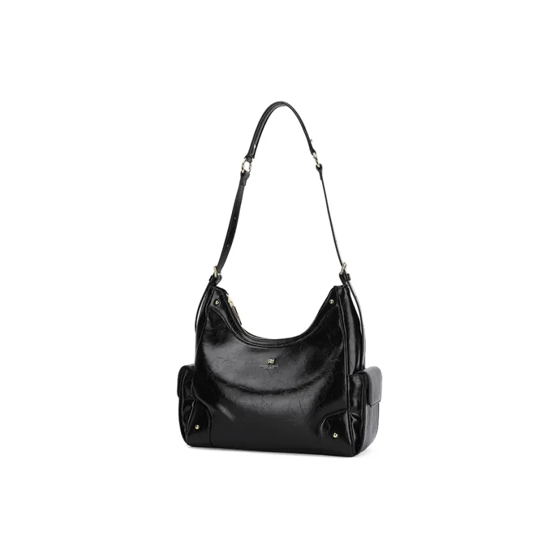 PIERRE CARDIN Synthetic Leather Shoulder Bag, Handbag Women's Black/Brown/Bitter Coffee-2