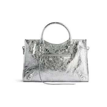 Balenciaga Lambskin Shoulder Bag Crossbody Bag Handbag Medium Size Women's Silver