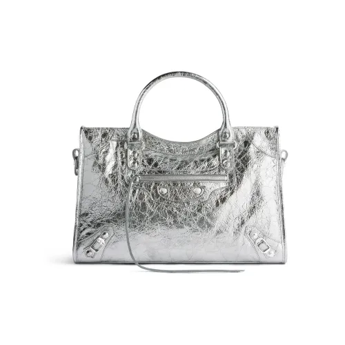 Balenciaga Lambskin Shoulder Bag Crossbody Bag Handbag Medium Size Women's Silver