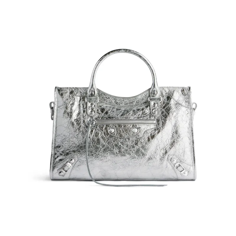 Balenciaga Lambskin Shoulder Bag, Crossbody Bag, Handbag Medium Size Women's Silver-0