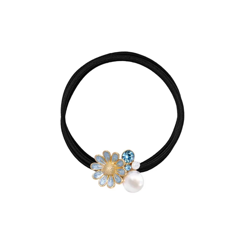 ROYALSASA 3 Strand Rubber Band, Alloy, Faux Pearl Hair Tie Women's-3