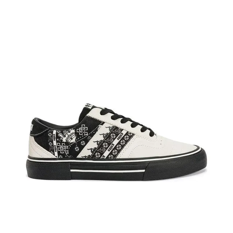 Kappa Abrasion Resistant Low Top Skateboard Shoes Unisex White Black-1