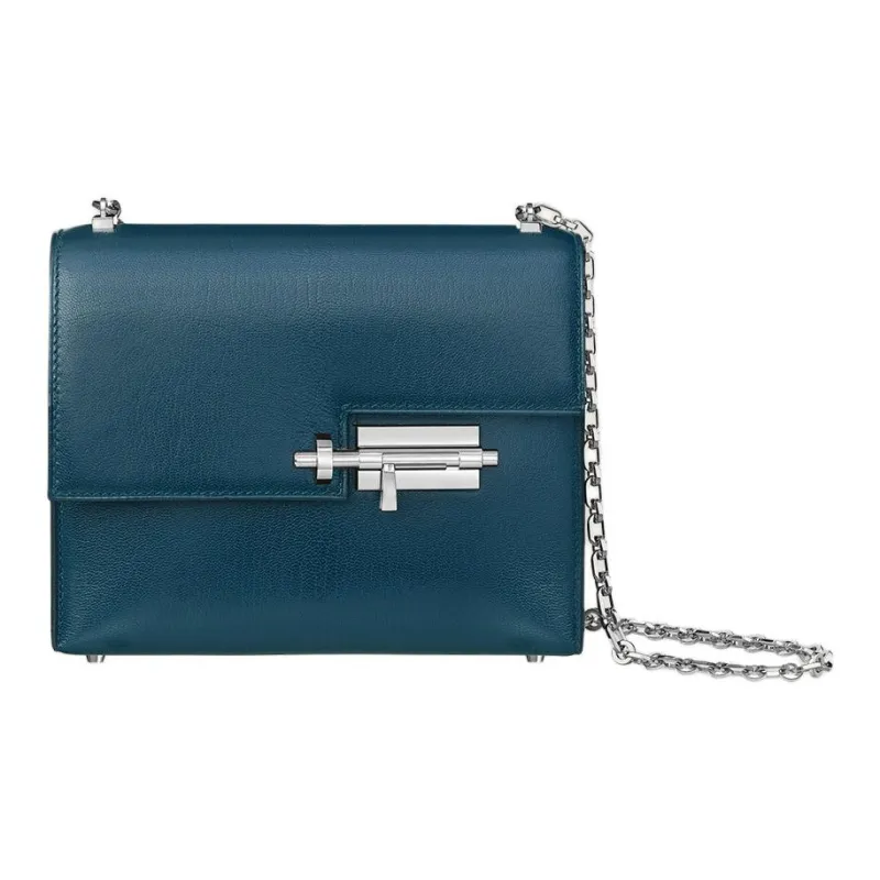 HERMES Verrou Chamkila Goat Skin Chain Bag Handgun Bag Shoulder Bag Crossbody Bag Mini Women's S4 Deep Blue Dark Blue-0
