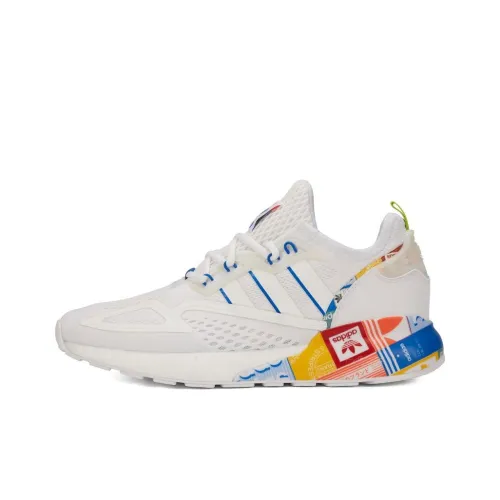 Adidas Originals ZX 2K Boost Casual Shoes Unisex Low-Top White/Blue/Orange