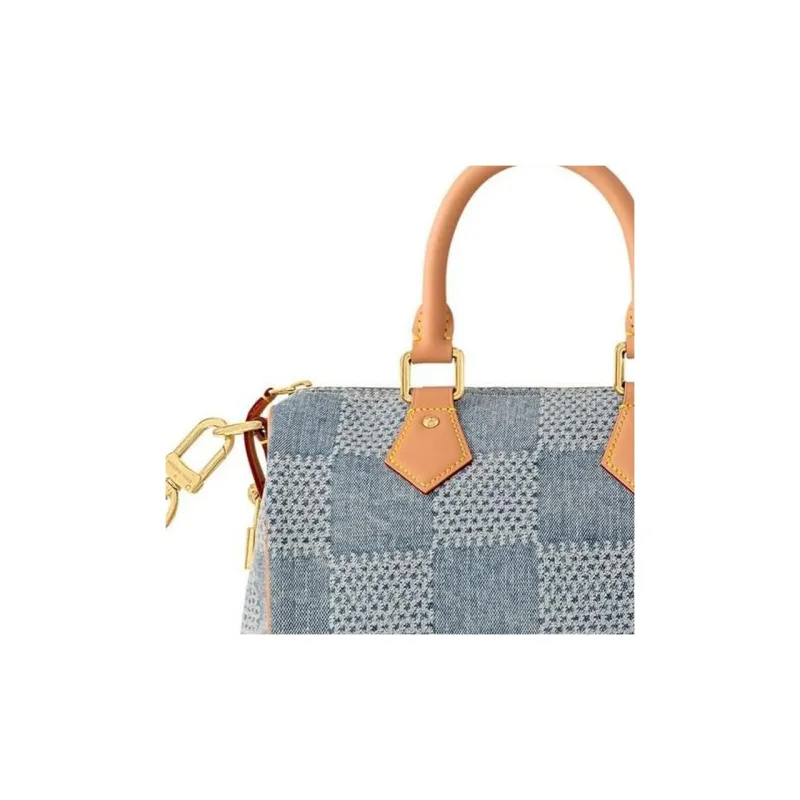LOUIS VUITTON Speedy 25 Bandouliere Damier Denim 3D Blue Denim-3