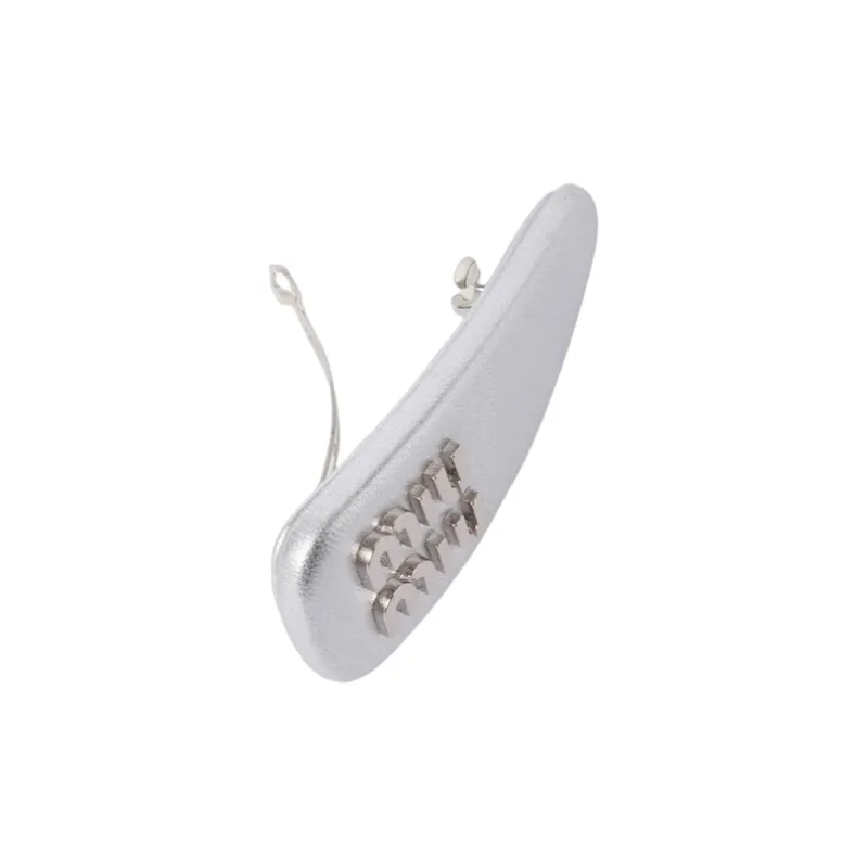 MIU MIU Leather Hair Clips Women's Silver-1