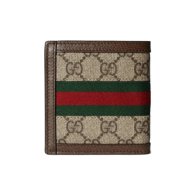 GUCCI Ophidia Canvas With Leather Binding Wallet Men's Beige & Ebony-2