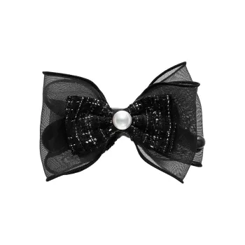 ROYALSASA Silk Chiffon, Faux Pearl Hair Clips Women's