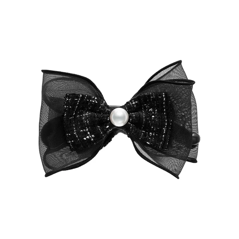 ROYALSASA Silk Chiffon, Faux Pearl Hair Clips Women's-0