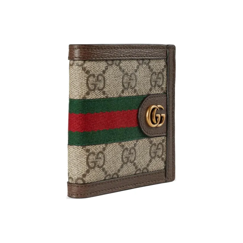 GUCCI Ophidia Canvas With Leather Binding Wallet Men's Beige & Ebony-1