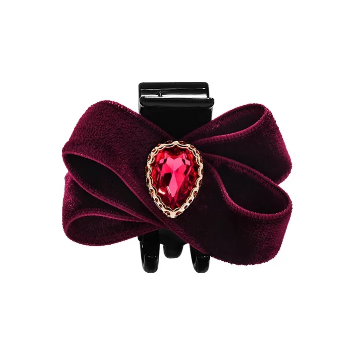 ROYALSASA Velor Imitation Crystal Acrylic Bottom Grip Hair Clips Women's-2