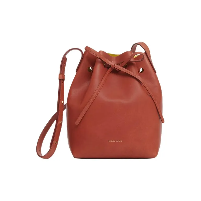 MANSUR GAVRIEL Plant Tanned Leather Bucket Bags Shoulder Bag Crossbody Bag Mini Women's Brown Multicolor Lime-0