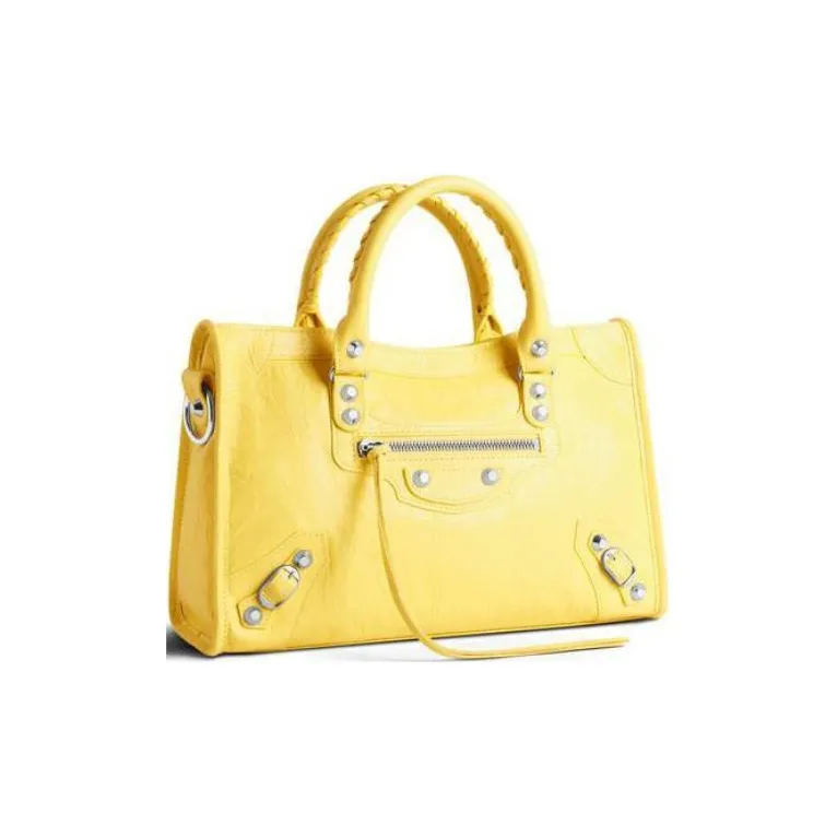 Balenciaga Lambskin One Shoulder Handbags Small Size Women's Yellow-2