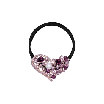 ROYALSASA 3 Strand Rubber Band, Alloy, Faux Crystal Hair Tie Women's