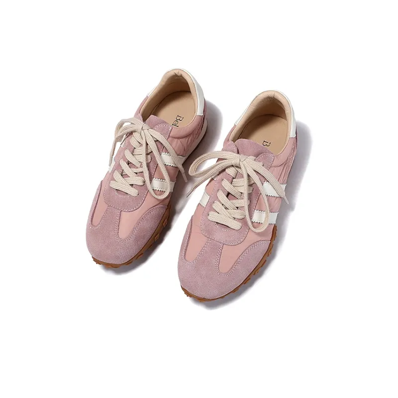 BELLALILY Slip-Resistant Breathable Lightweight Low-Top Casual Shoes Women's Brown White Pink Yellow Navy Blue-13