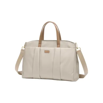 POLO Fabric Shoulder Bag 15 Inch Laptop Bag Large Size Women's Beige Apricot/Light Purple
