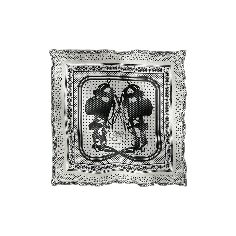 HERMES Silk Scarves Unisex Black-0