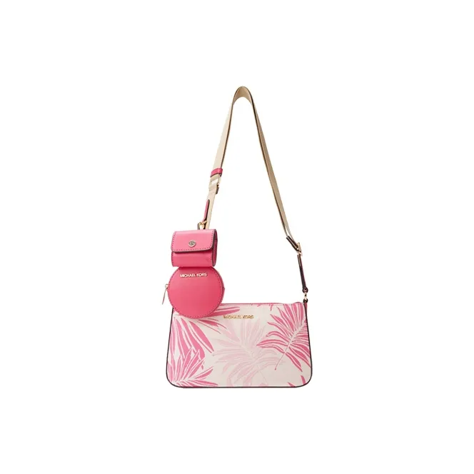 MICHAEL KORS Jet Set Travel Fabric/Leather Shoulder Bag, Crossbody Bag Trumpets Women's Green/Pink/Black-3