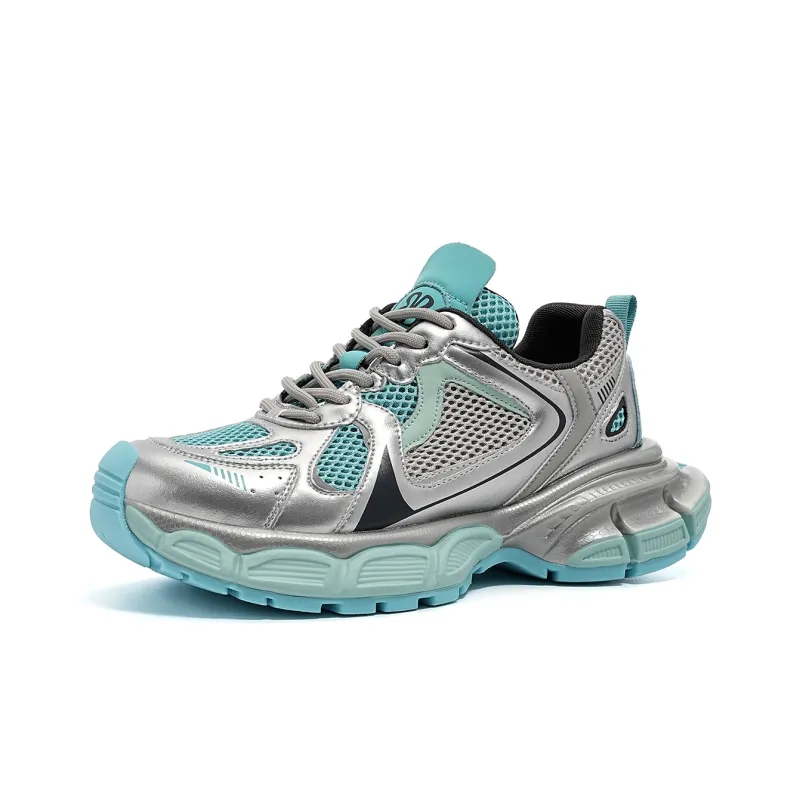 EBLAN Low Top Chunky Sneakers Women's Gray Blue-1