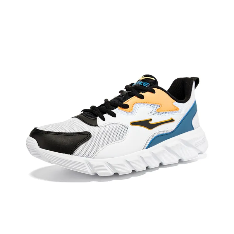 Erke Durable Breathable Lightweight Low Top Running Shoes Men's White Black-2