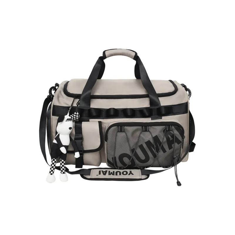 HCXK Nylon Large Capacity Handbag, Shoulder Bag Regular Unisex Black/Pink/Ecru-11