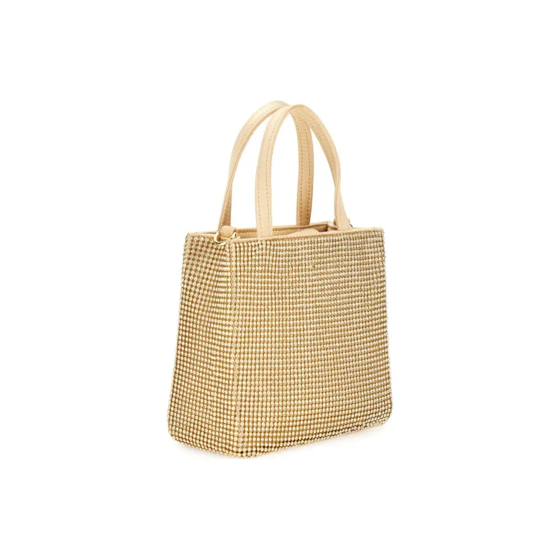 GUESS Faux Leather Tote Bag Shopping Bag Shoulder Bag Crossbody Bag Handbag Women's Gold-1