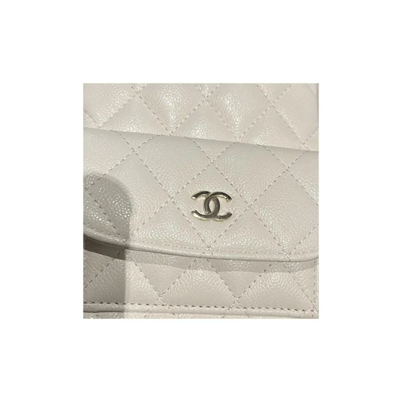 CHANEL Litchi Grain Cow Leather Backpack Mini Women's White-1