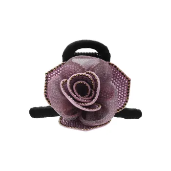 ROYALSASA Silk Chiffon Faux Crystal Hair Clips Women's