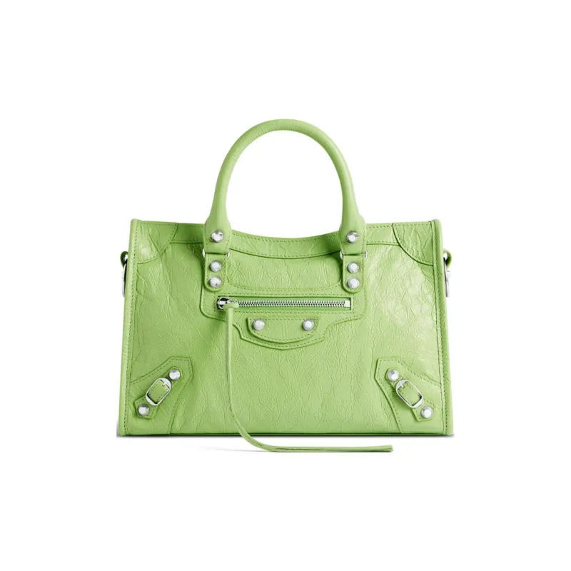 Balenciaga Arena Lambskin One Shoulder Handbags Small Size Women's Green-0