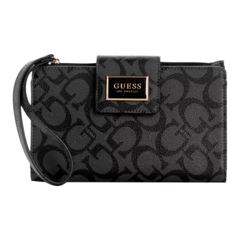 GUESS Coated Canvas Card Holder Wallet Women's Black