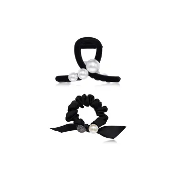 Great Value Two-Piece Set Elegant Pearlescent Hair Accessory Shark Clip Hair Tie Set Women's